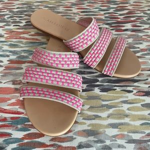 Hot pink basket stitch Rothy’s sandals